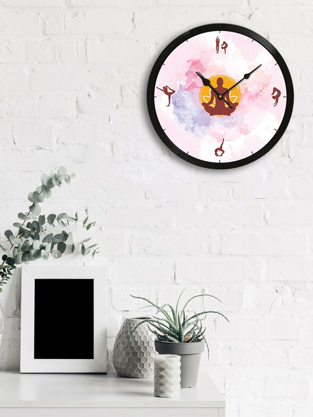 

eCraftIndia Pink & White Round Printed 31cm Analogue Wall Clock