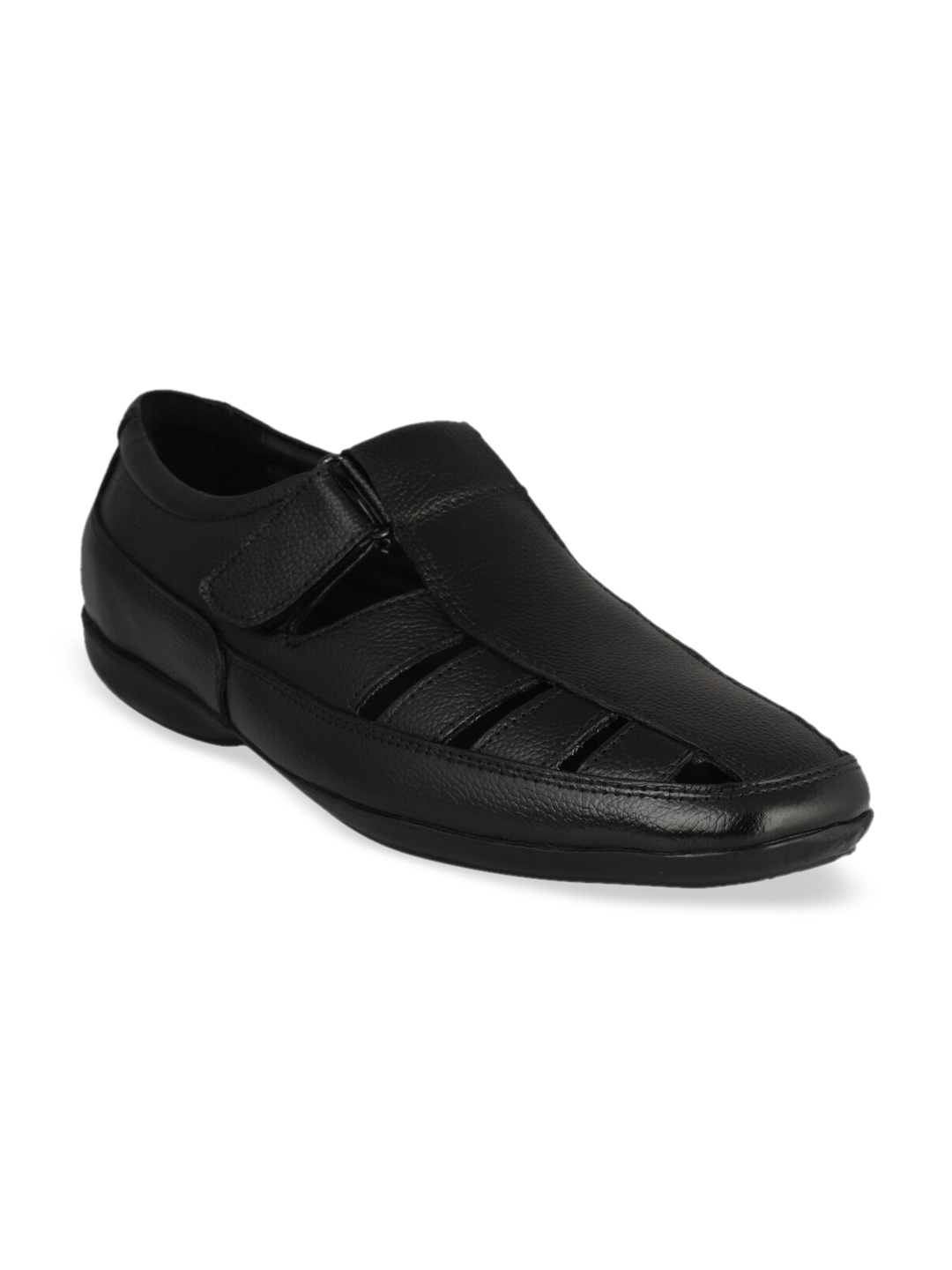

pelle albero Men Black Leather Shoe-Style Sandals