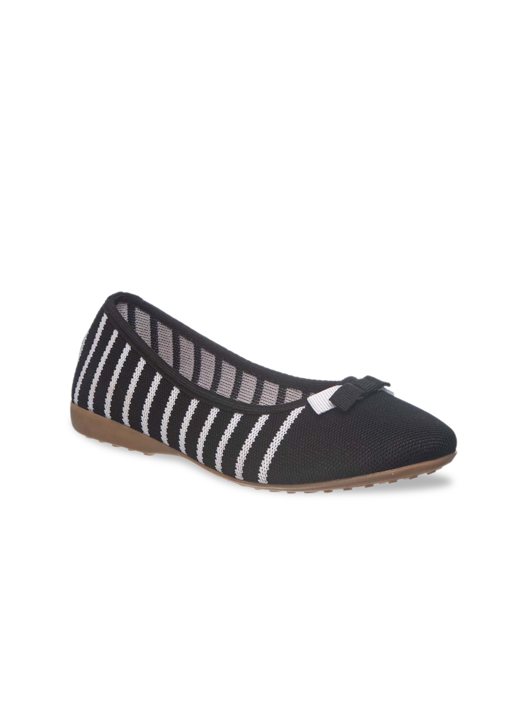 

Khadims Women Black & White Striped Fabric Ballerinas