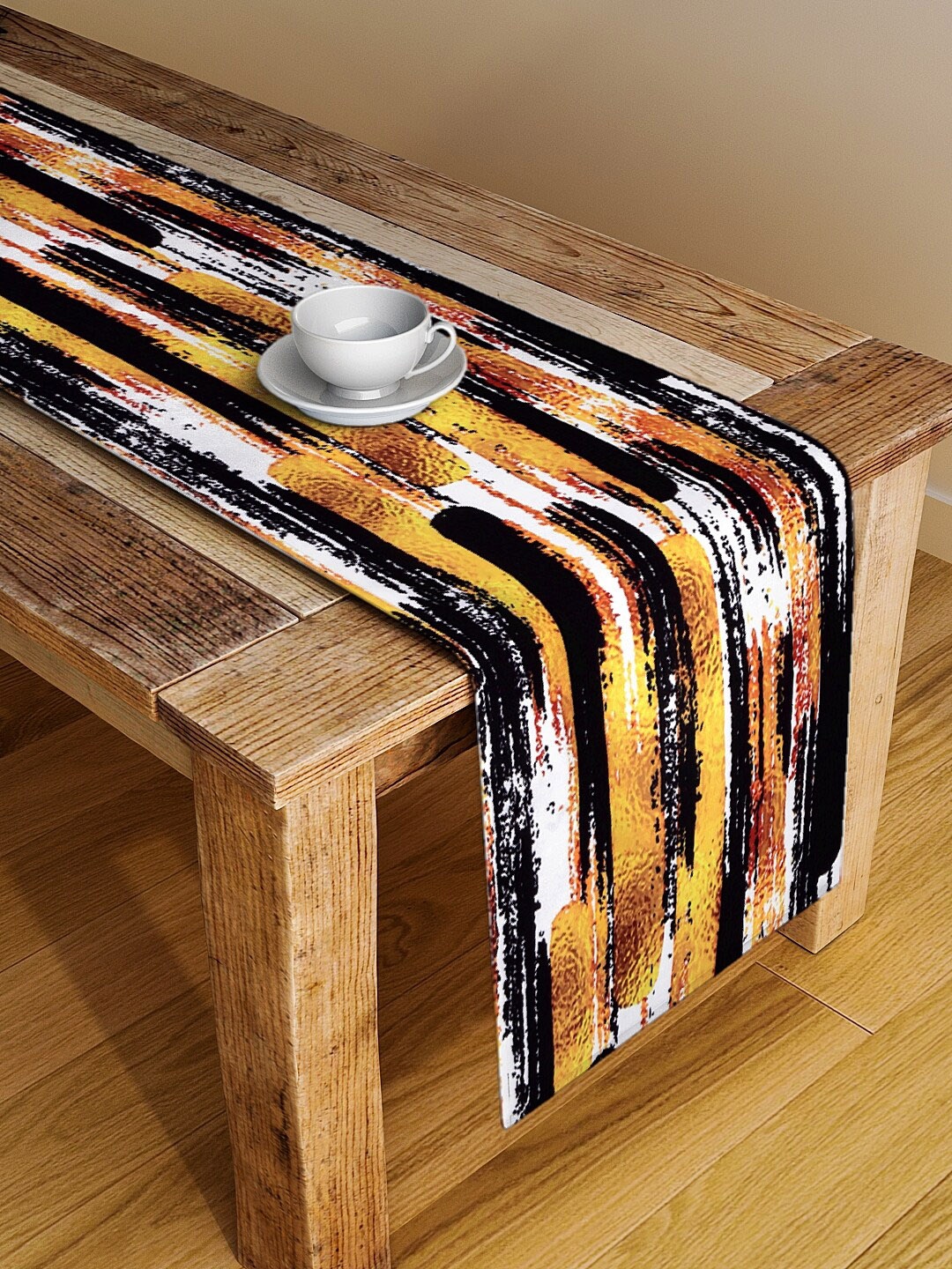 

Alina decor Yellow & Black Digital Printed Table Runner