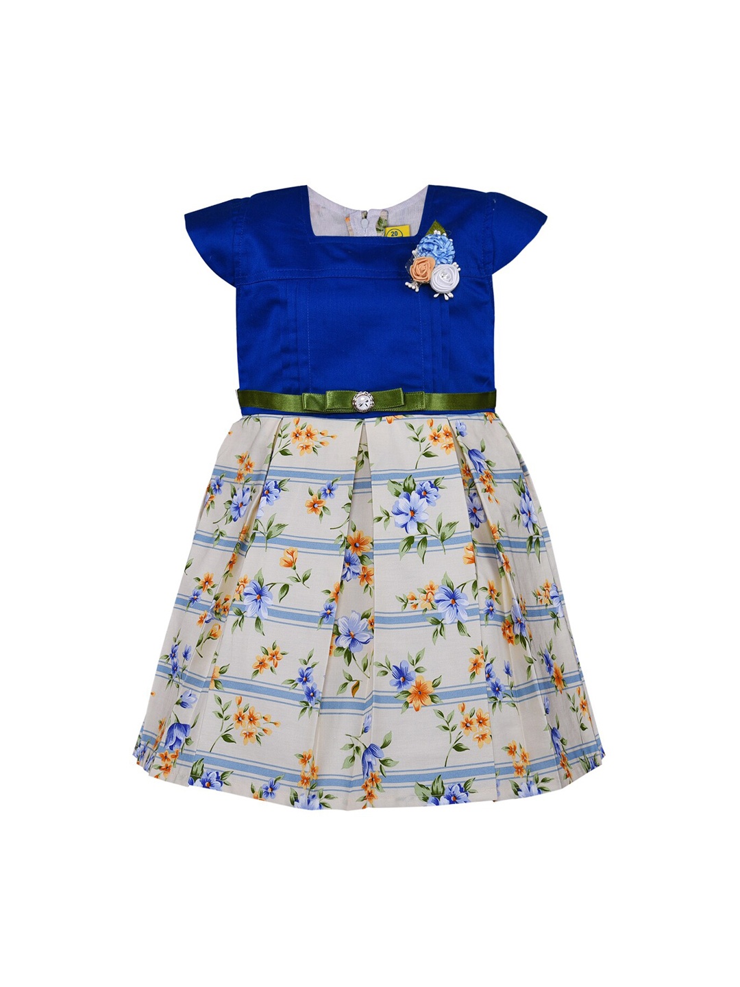 

Wish Karo Girls Blue & White Printed Fit and Flare Dress