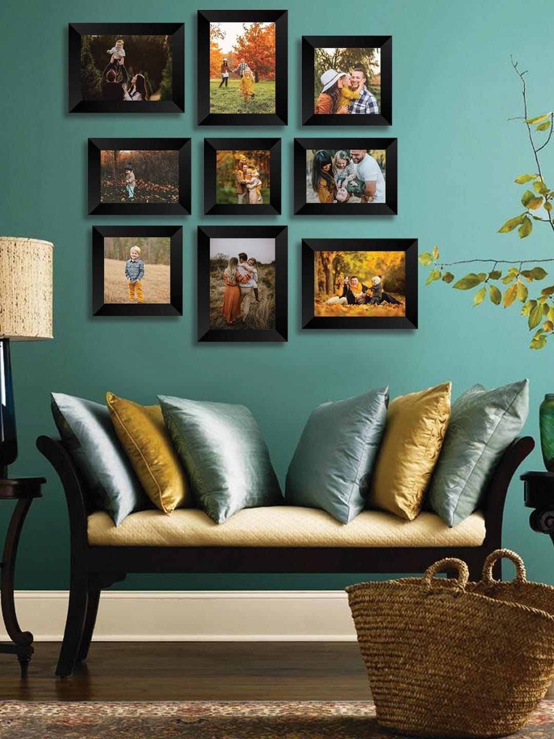 

eCraftIndia Set Of 9 Black Solid Memory Wall Collage Photo Frames