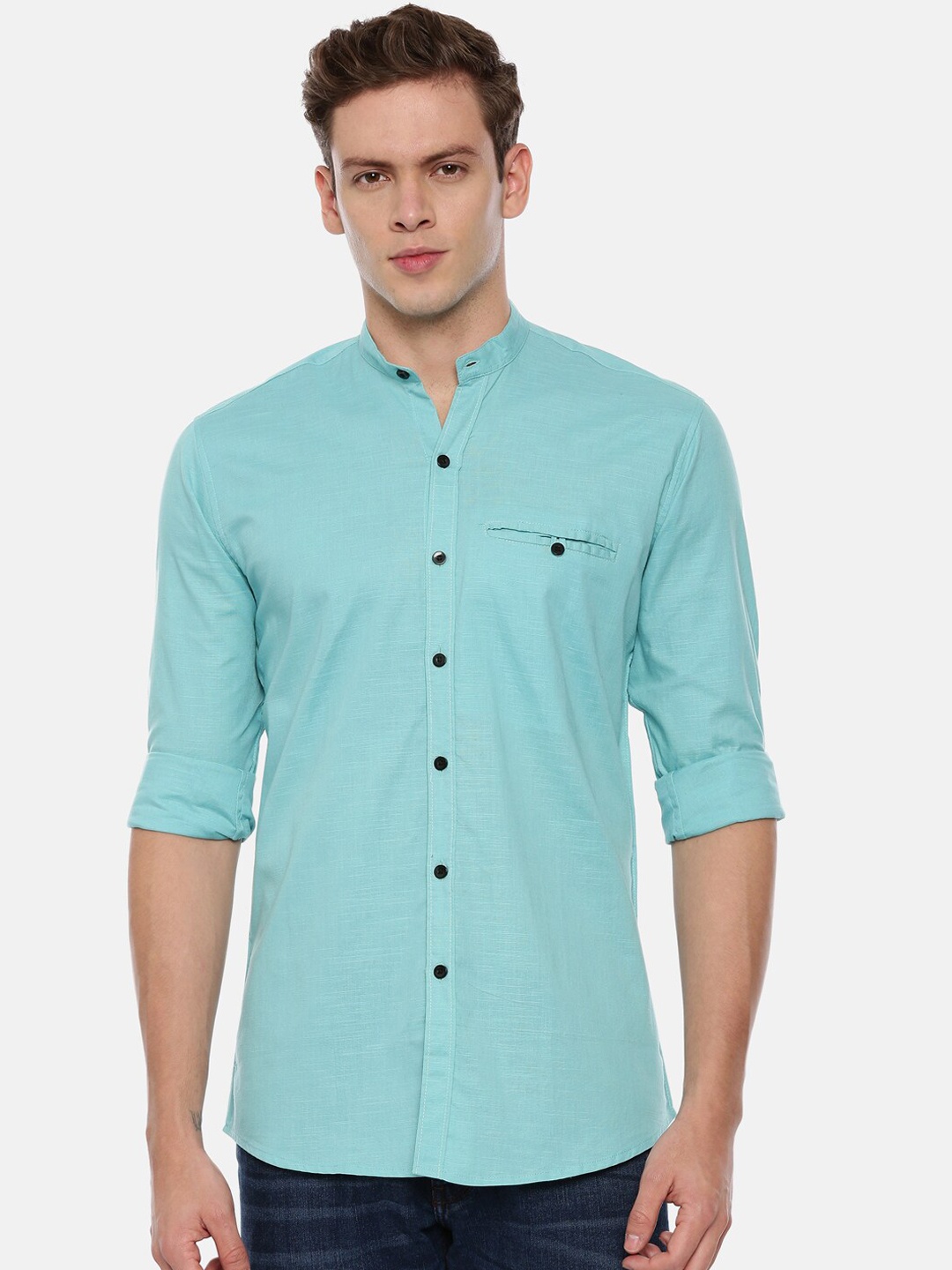 

ROLLER FASHIONS Men Sea Green Slim Fit Solid Casual Shirt