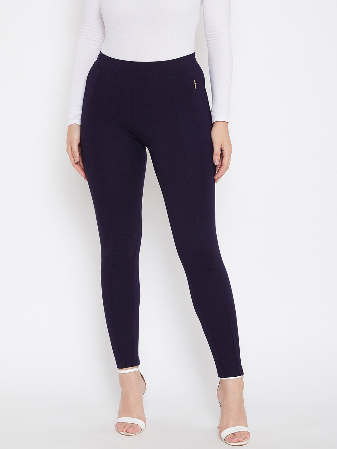 

PERFKT-U Women Navy Blue Solid Slim-Fit Treggings
