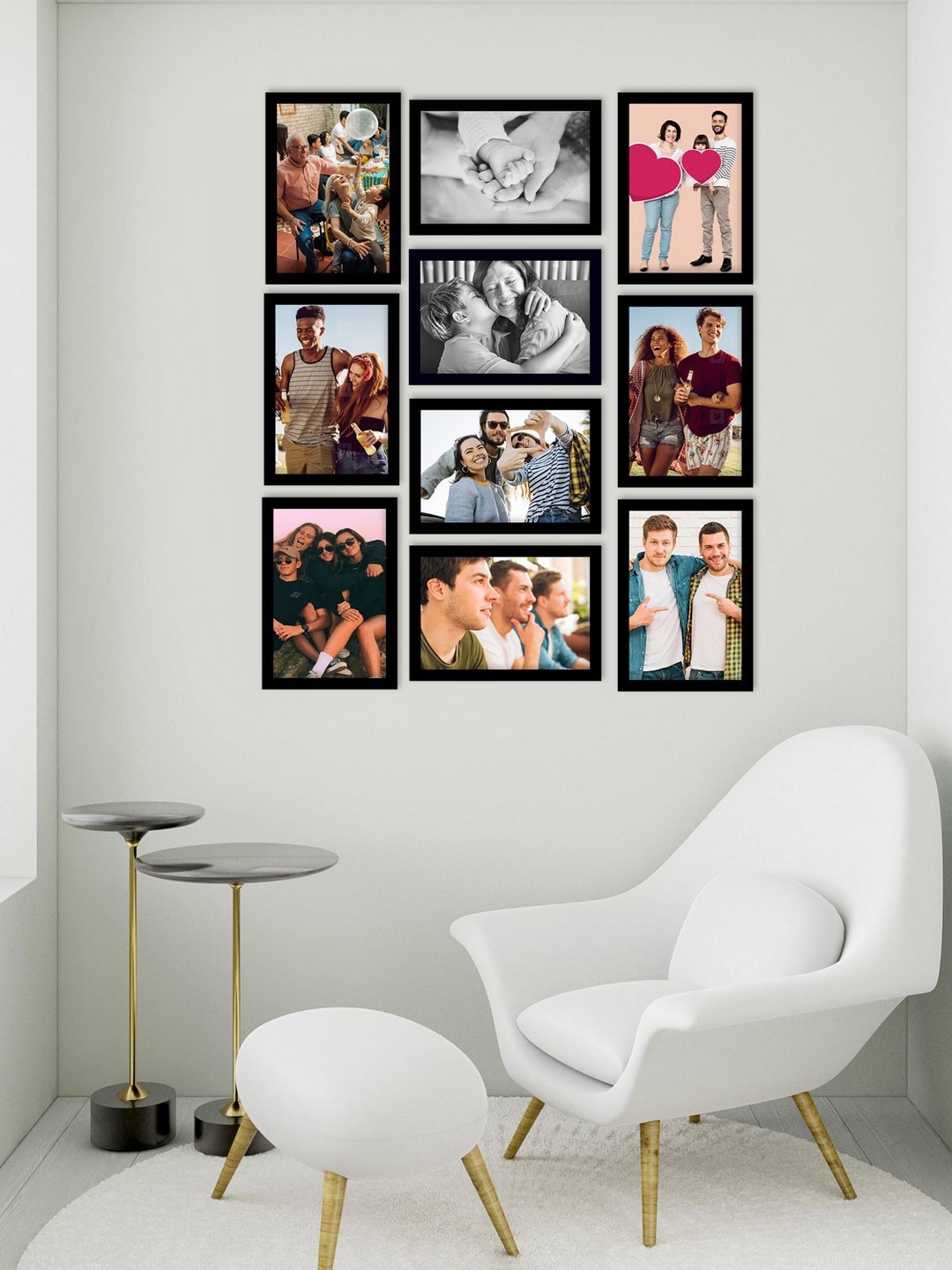 

eCraftIndia Set Of 10 Black Solid Memory Wall Collage Photo Frames