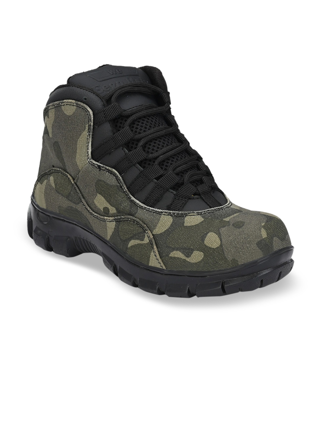 

Eego Italy Men Olive Green Camouflage Print High-Top Flat Boots