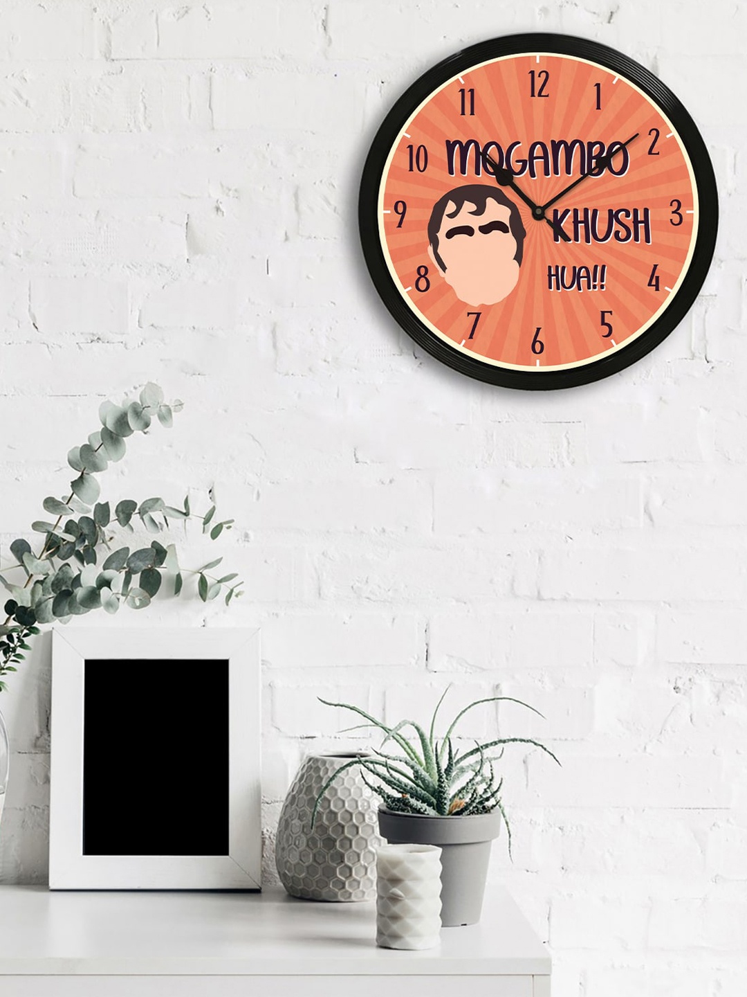

eCraftIndia Orange & Black Round Printed 31 cm Analogue Wall Clock