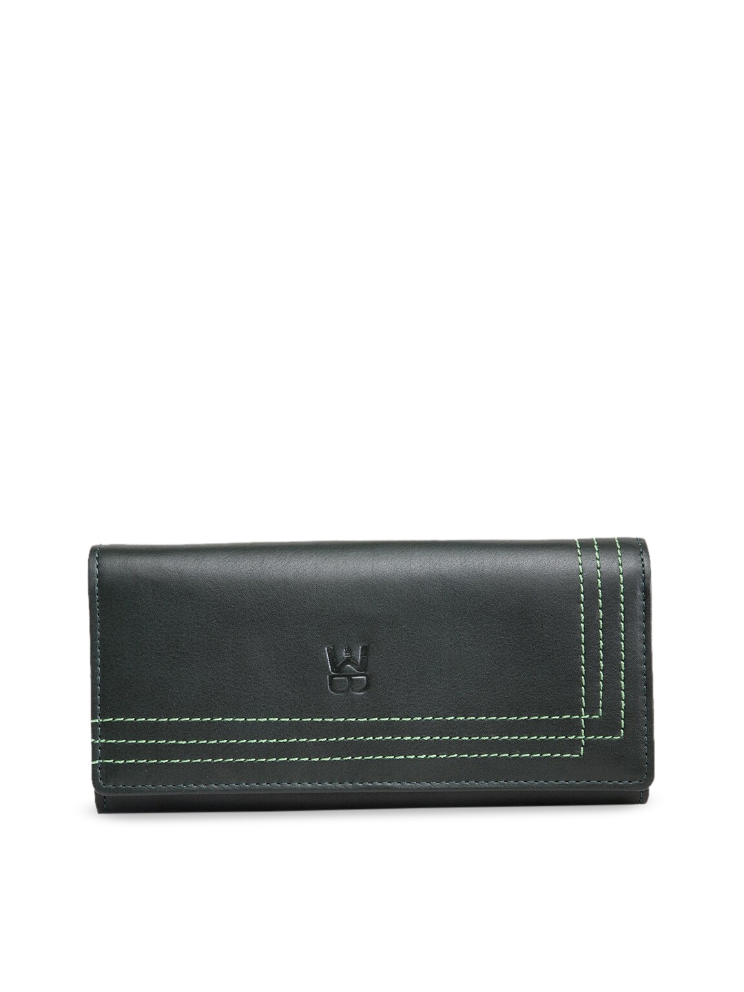 

WELBAWT Green Solid Leather Clutch