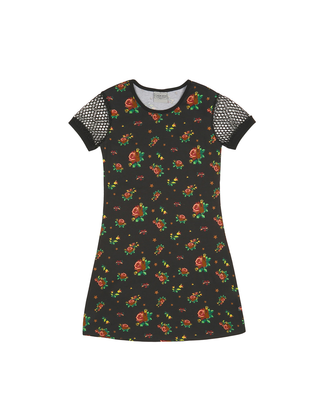 

Cherokee Girls Black Floral Printed T-Shirt Dress