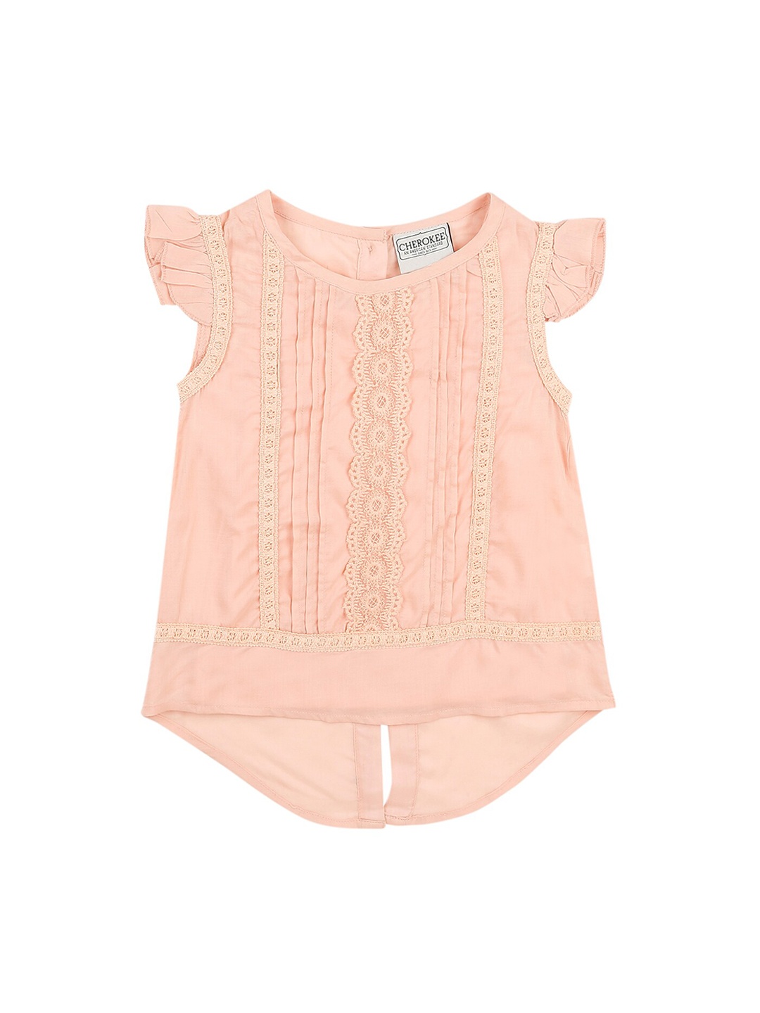 

Cherokee Girls Pink Lace Detailed High-Low Top