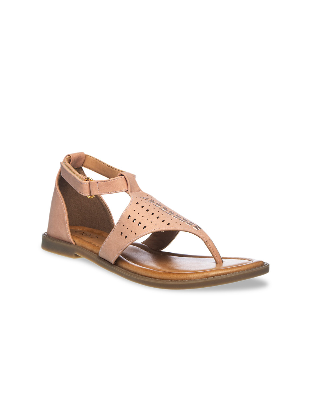 

Khadims Women Pink Laser Cut Open Toe Flats