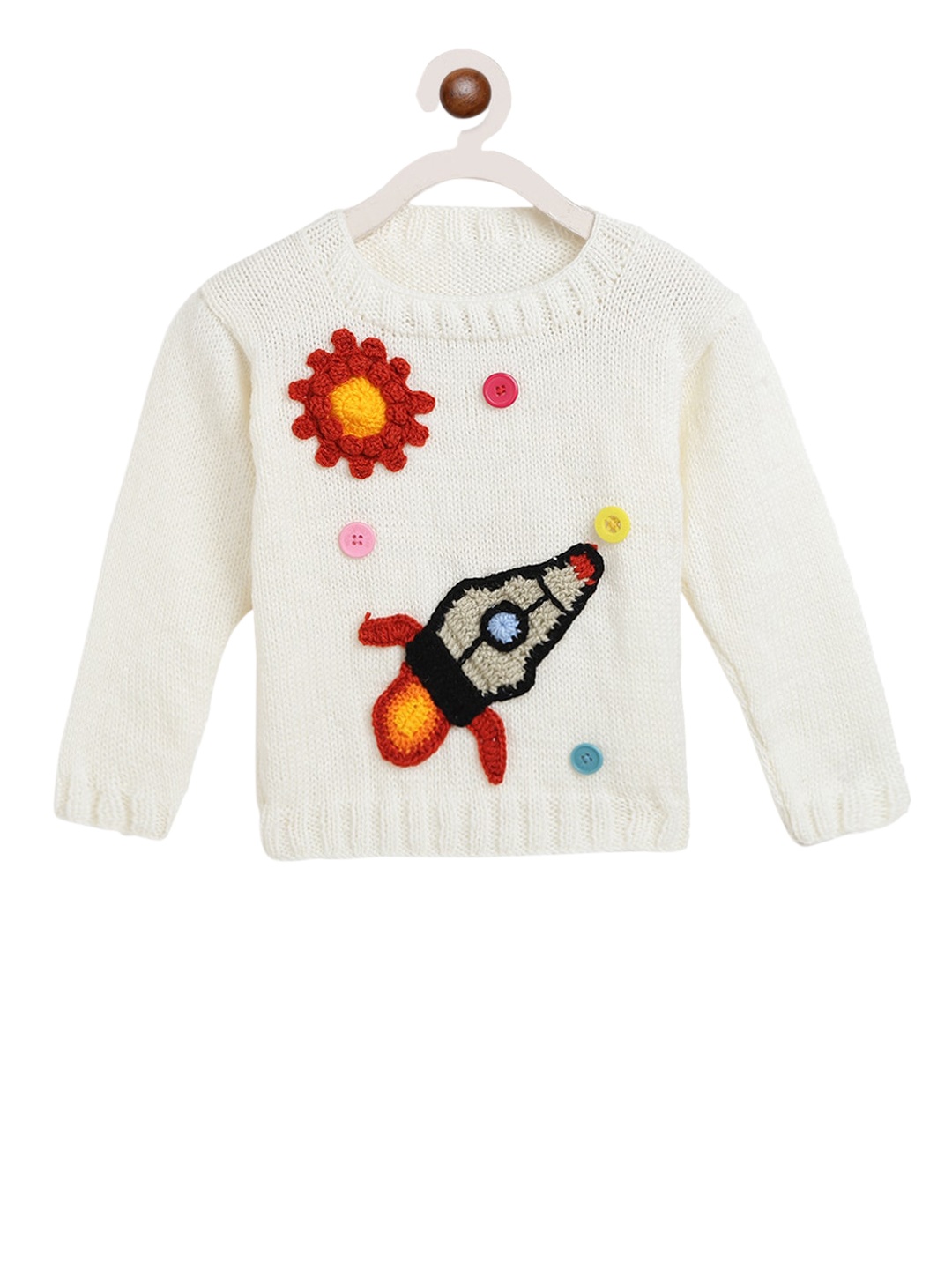 

CHUTPUT Kids White Self Design Pullover Sweater