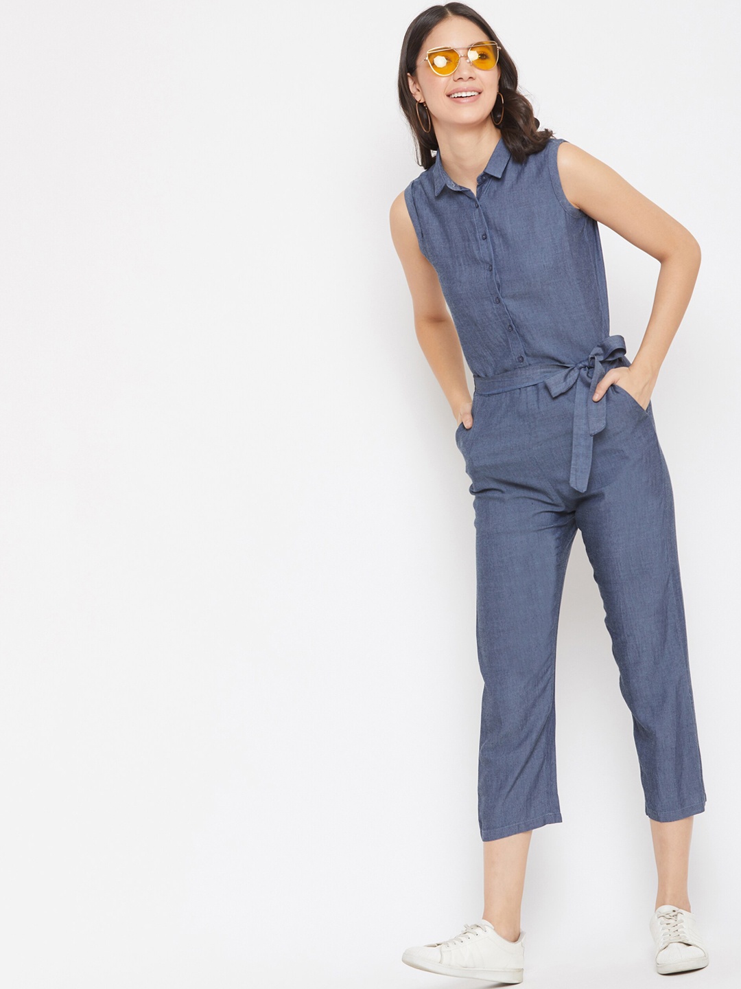 

Crimsoune Club Women Blue Solid Culotte Jumpsuit