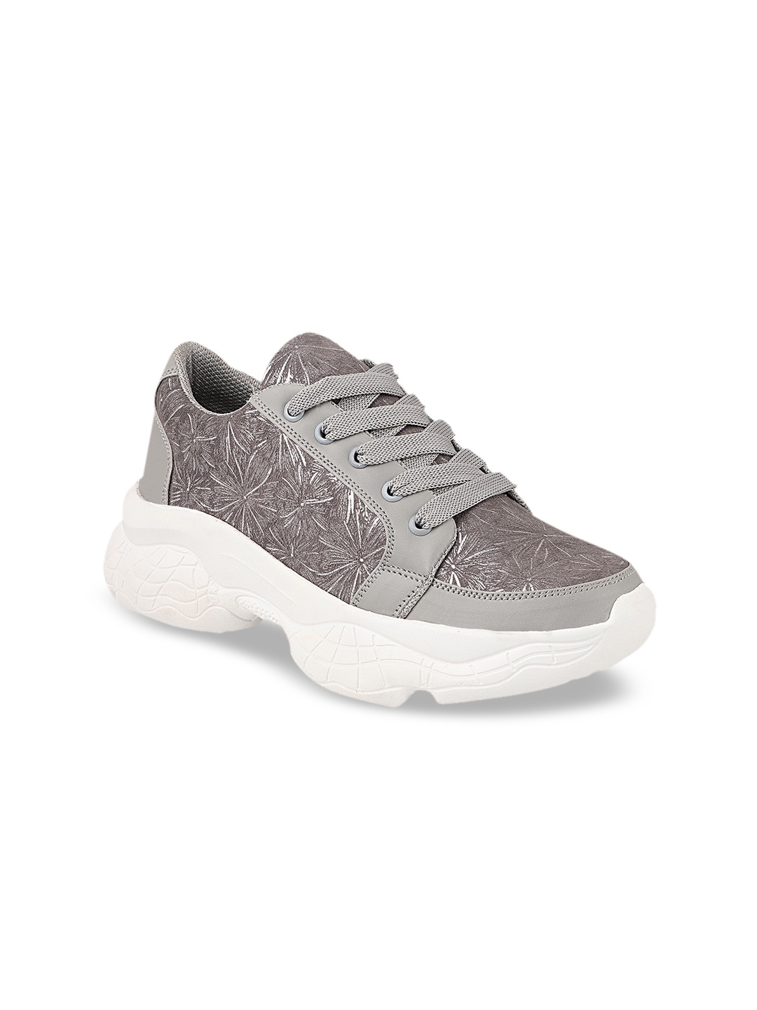 

Shoetopia Women Grey Floral Print Sneakers