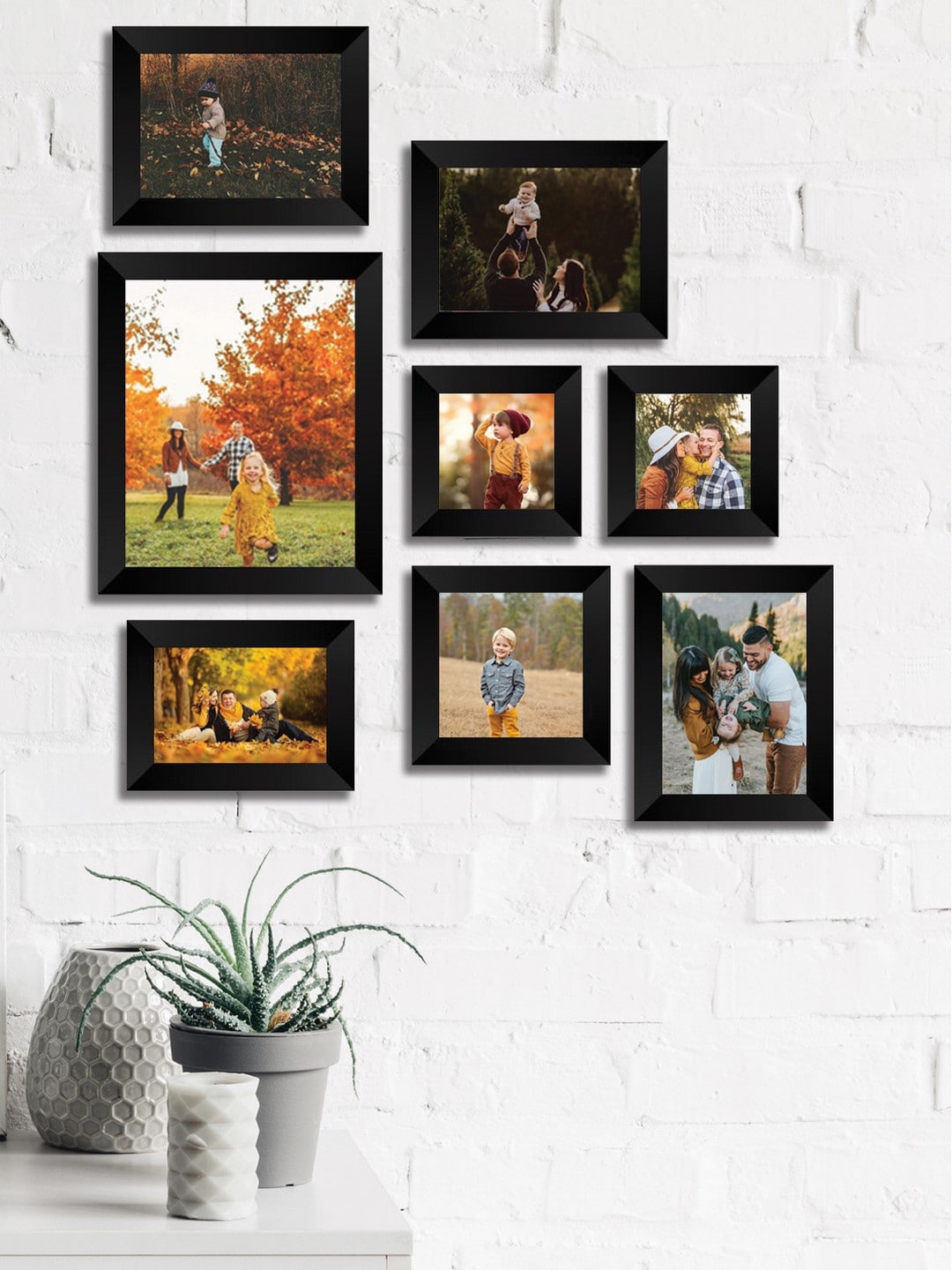 

eCraftIndia Set of 8 Black Solid Memory Wall Collage Photo Frames