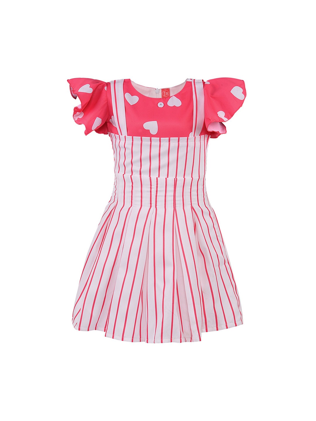 

Wish Karo Girls Pink & White Striped Fit and Flare Dress