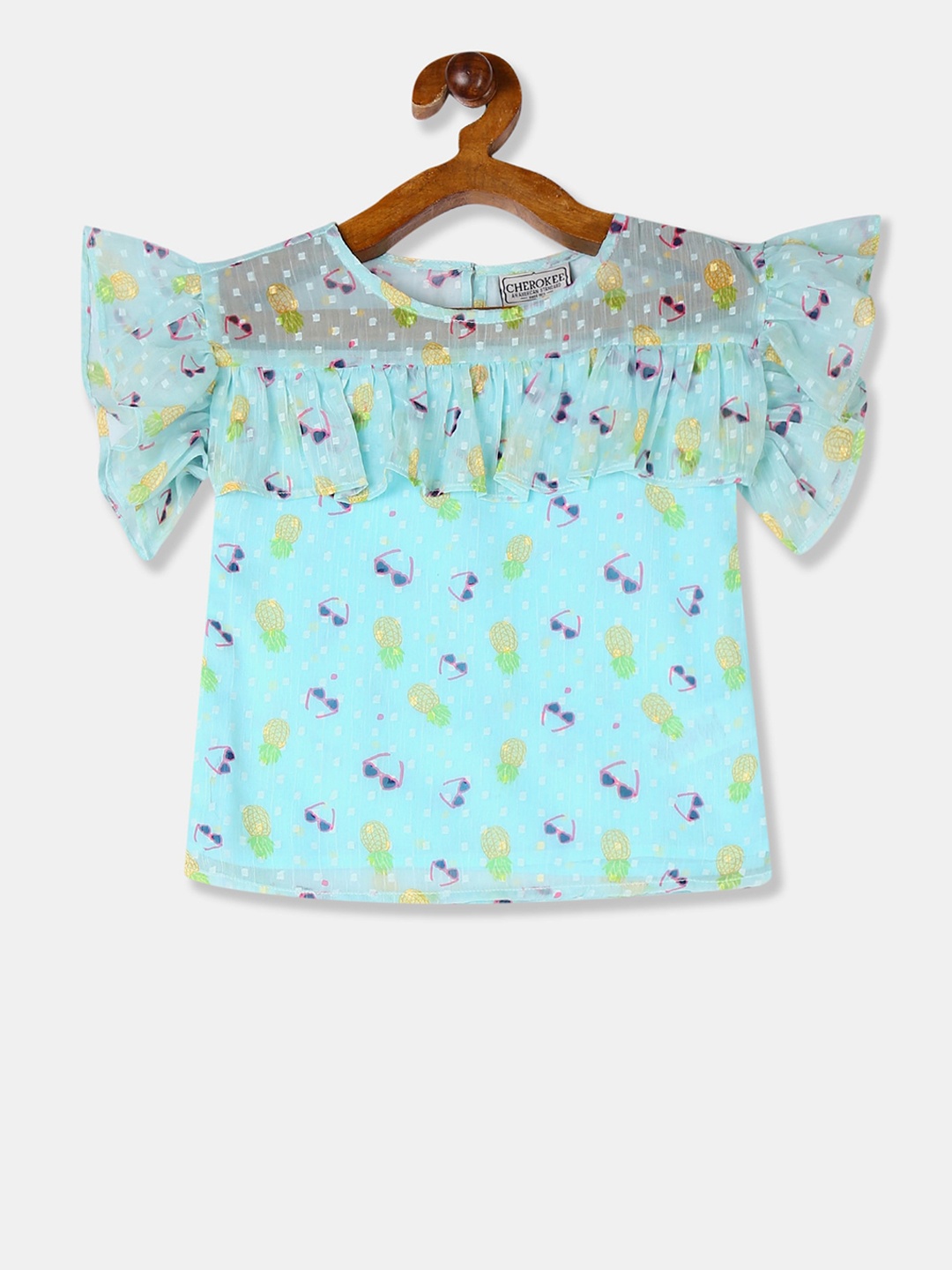 

Cherokee Girls Blue Printed Top