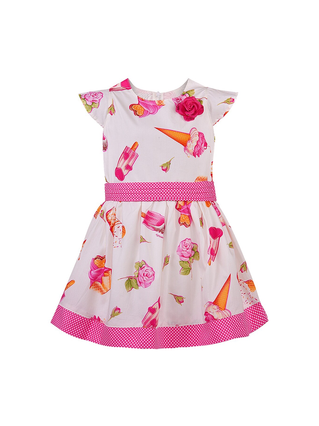 

Wish Karo Girls Pink Printed Fit and Flare Dress