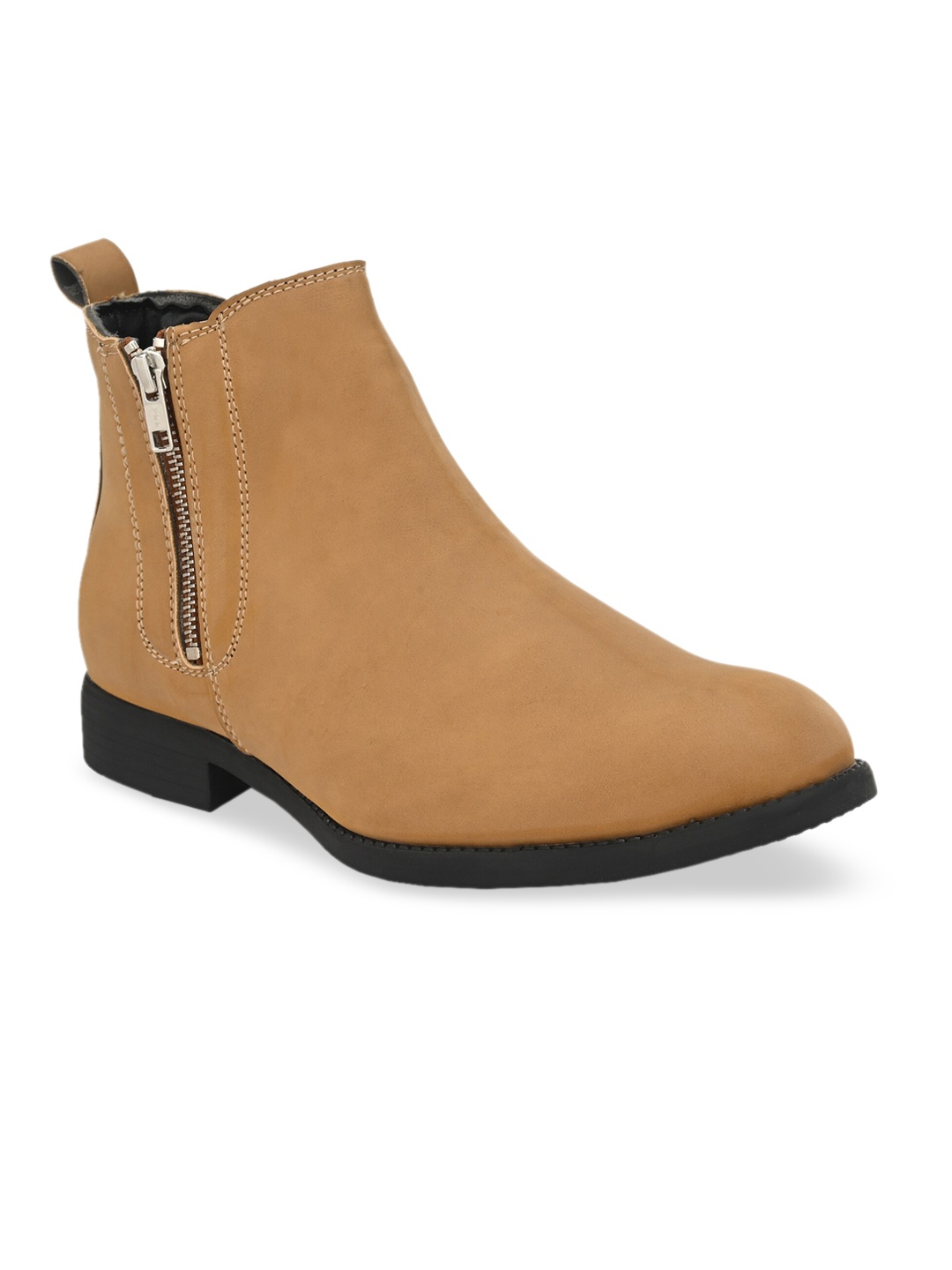 

Hirels Men Solid Mid-Top Chelsea Boots, Tan