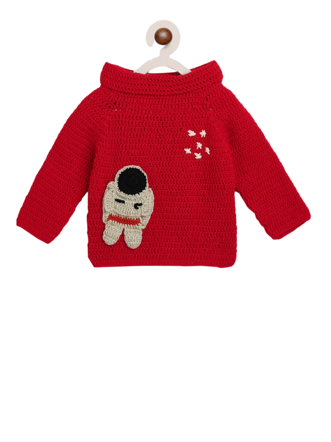 

CHUTPUT Kids Red Appliqued Pullover Sweater