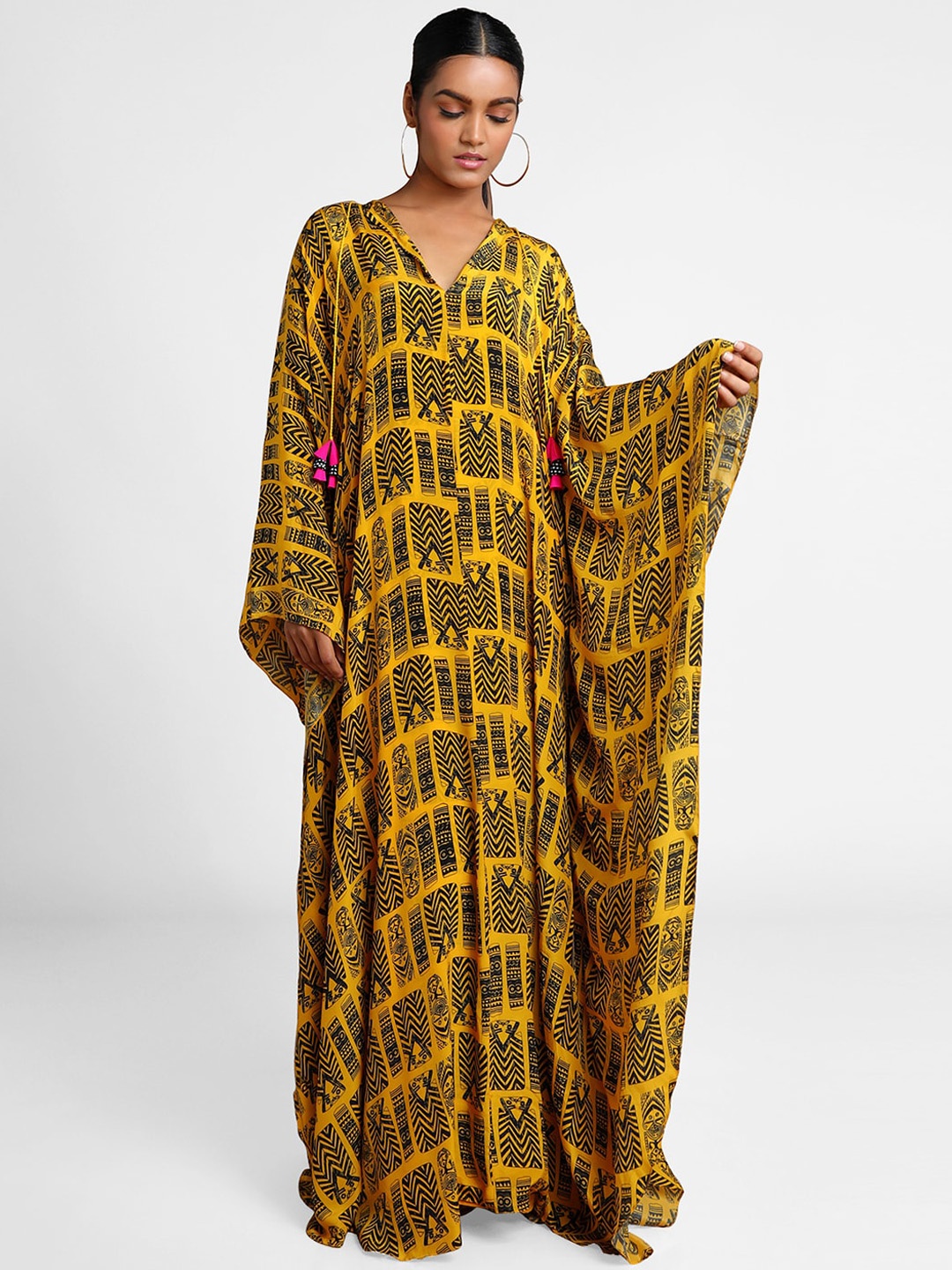 

Masaba Women Yellow Printed Maxi Dress