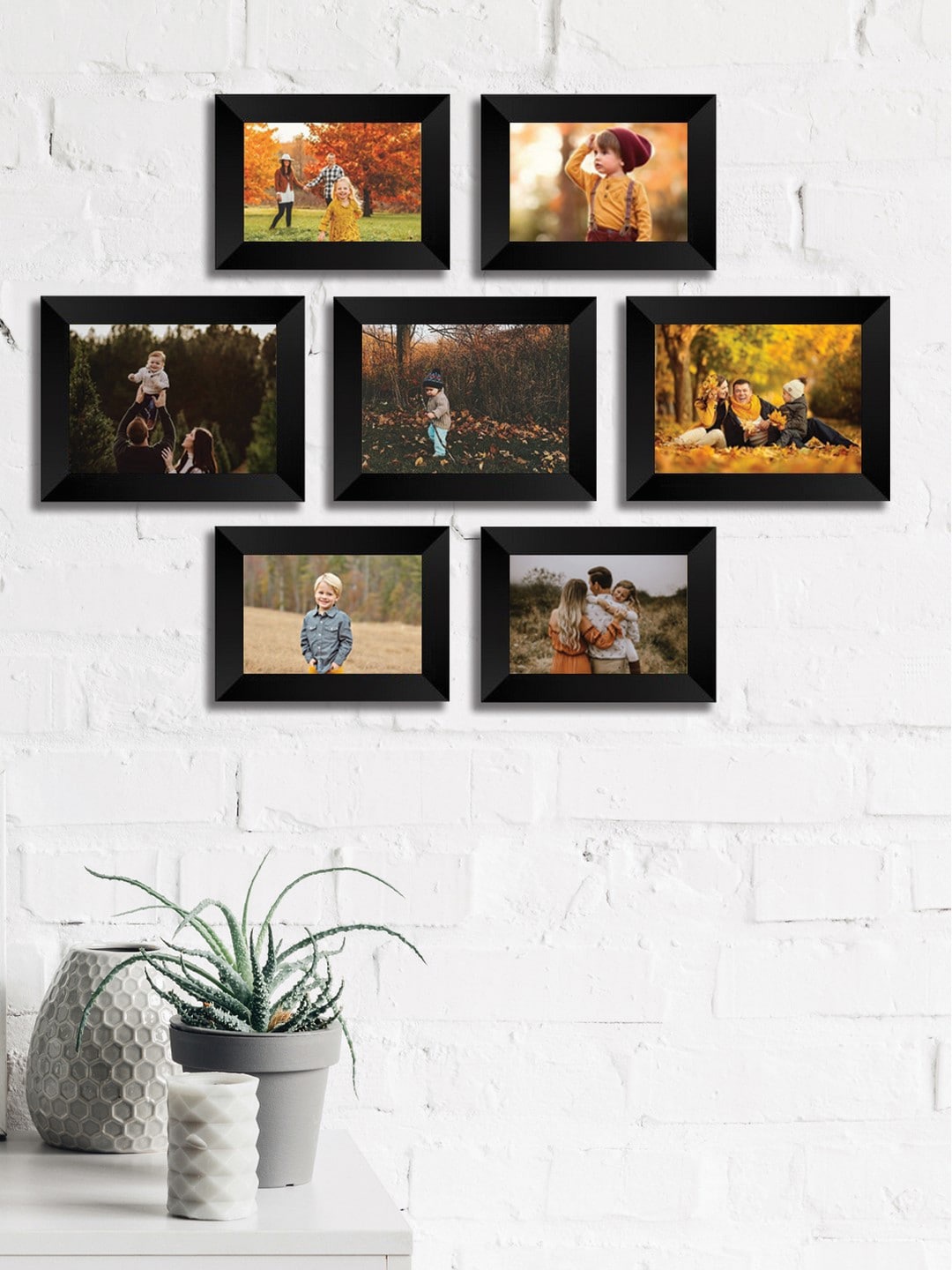 

eCraftIndia Set Of 7 Black Solid Memory Wall Collage Photo Frames