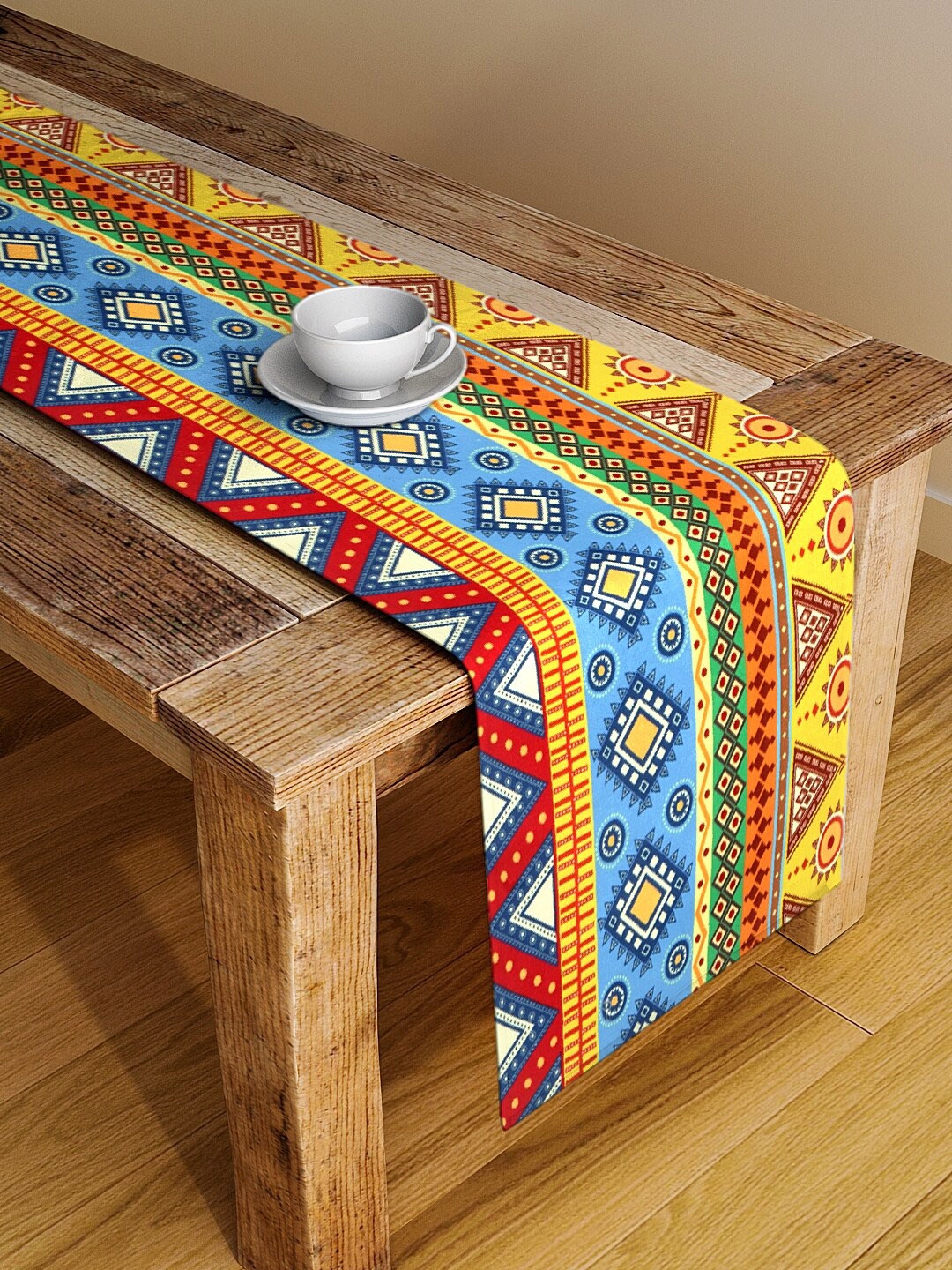 

Alina decor Blue & Yellow Digital Printed Table Runner