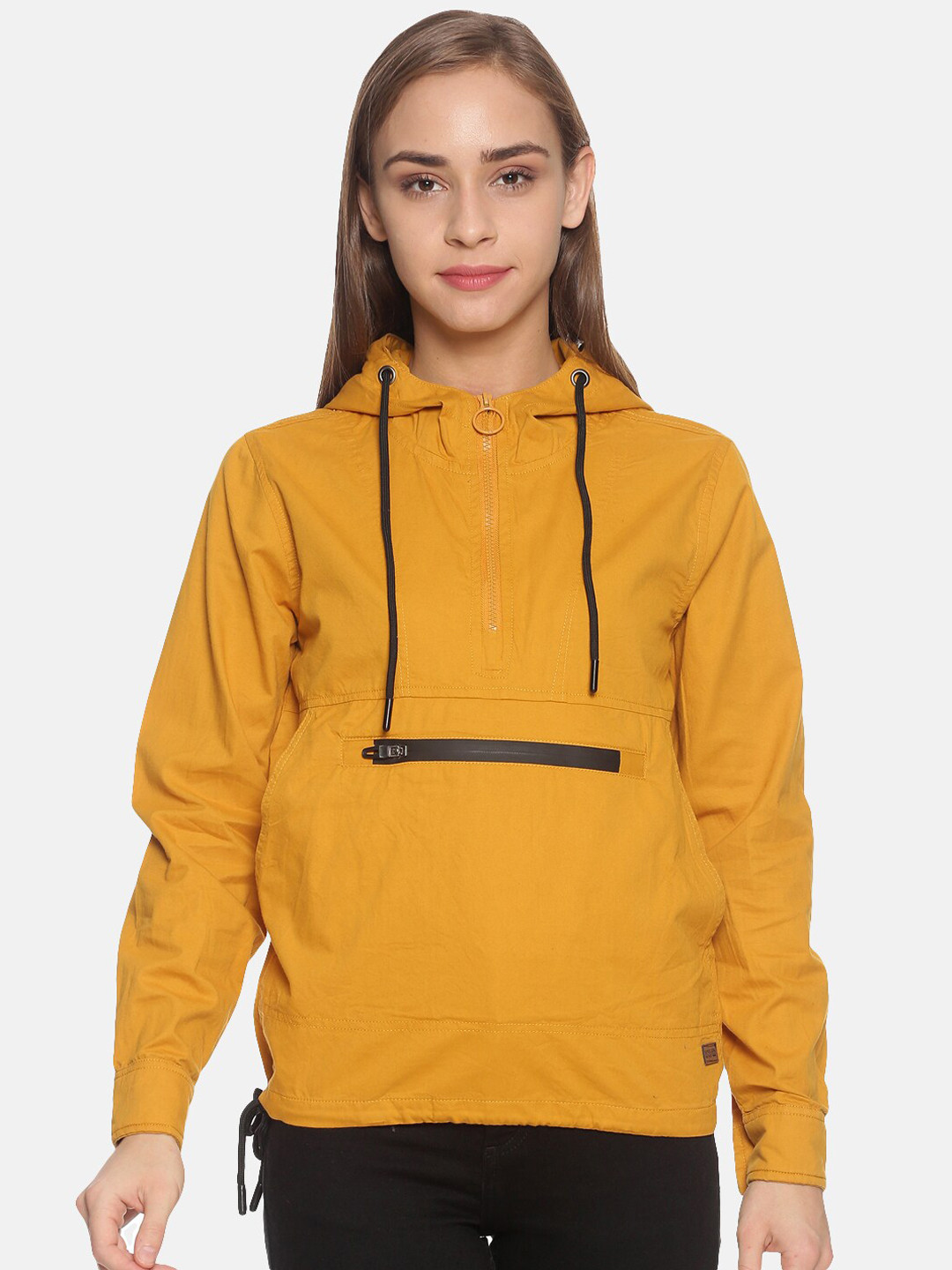 

Campus Sutra Women Yellow Solid Windcheater Tailored Jacket