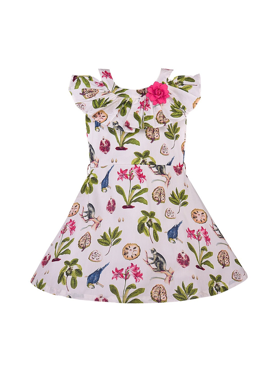 

Wish Karo Girls White Printed Fit and Flare Dress