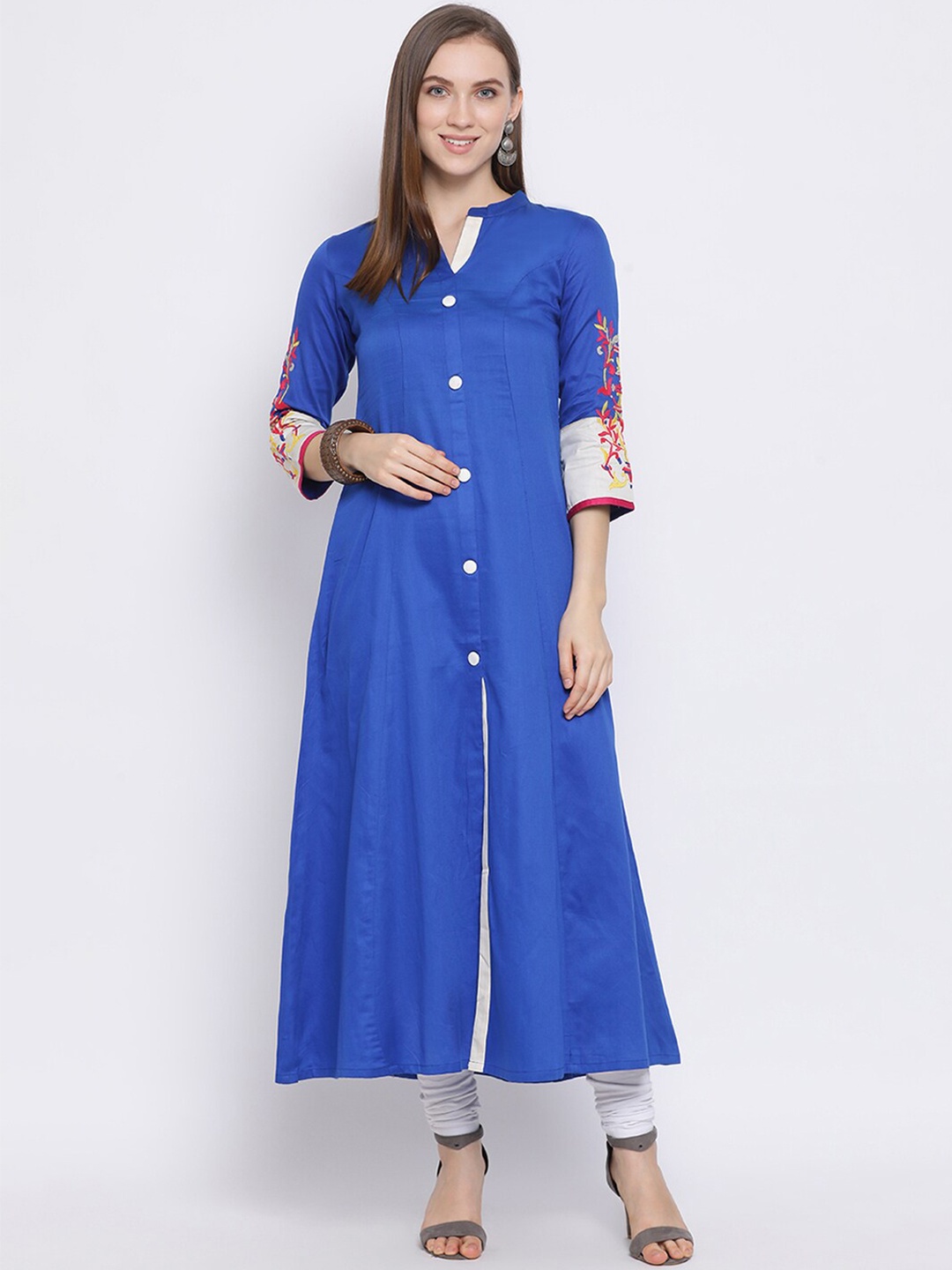 

Span Women Blue Solid A-Line Kurta