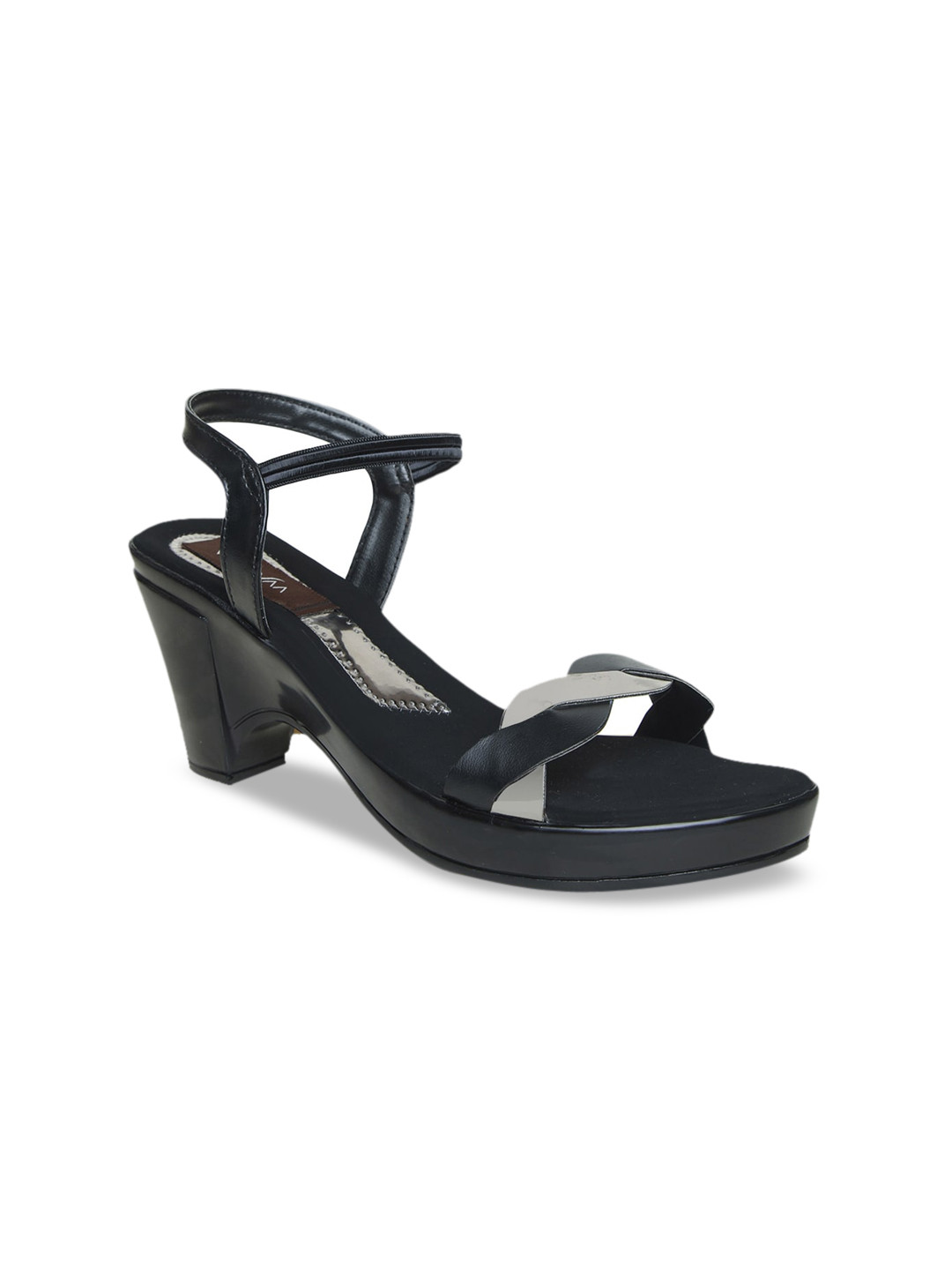 

VALIOSAA Women Black & Grey Colourblocked Heels