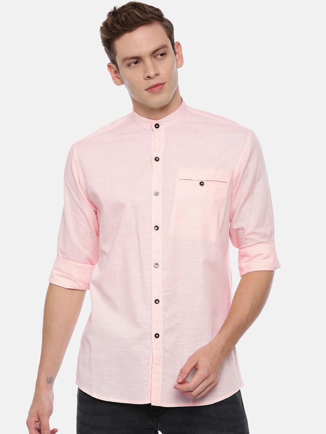 ROLLER FASHIONS Men Pink Slim Fit Solid Casual Shirt
