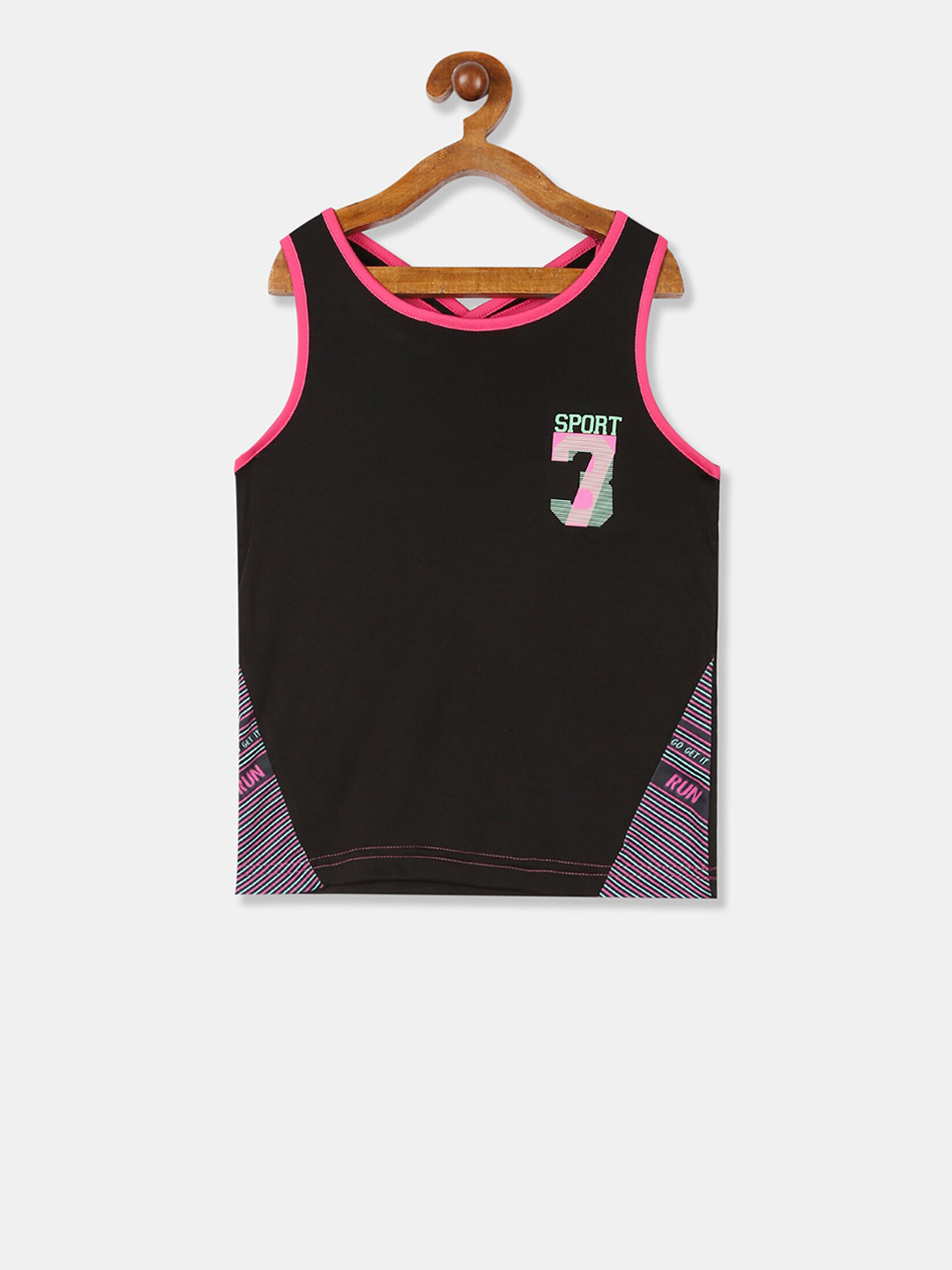 

Cherokee Girls Black Printed Active Tank Top