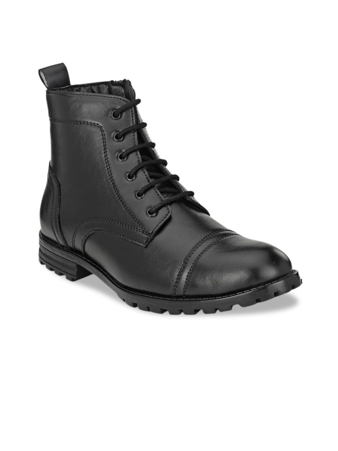 

Hirels Men Black Solid High-Top Biker Boots
