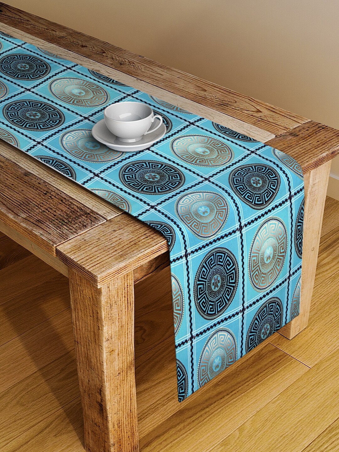 

Alina decor Blue & Brown Digital Printed Table Runner