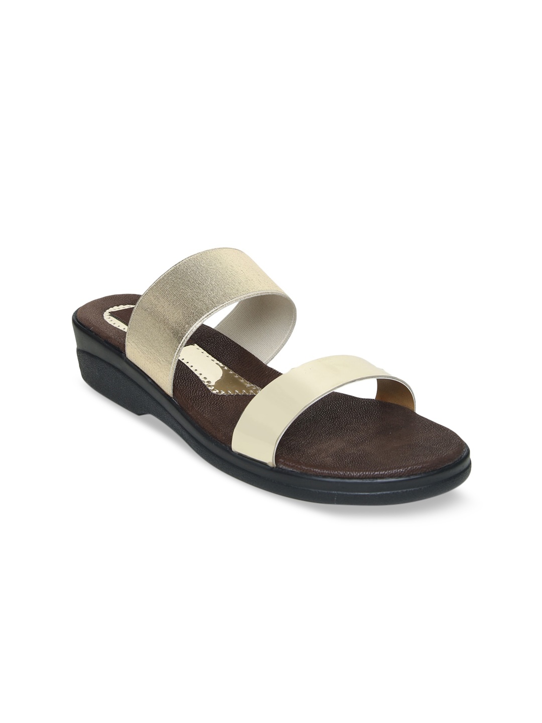 

VALIOSAA Women Gold-Toned Colourblocked Sandals