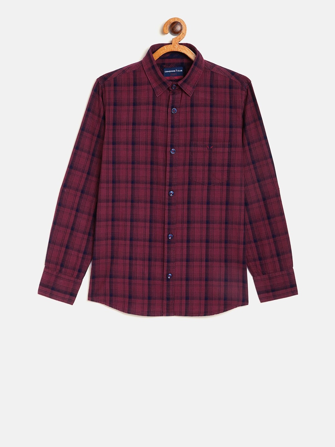 

Crimsoune Club Boys Maroon Slim Fit Checked Casual Shirt