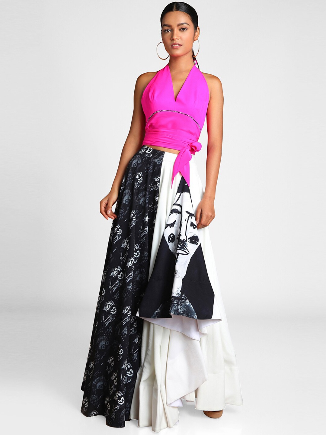 

Masaba Women Pink & Black Dyed Top with Skirt