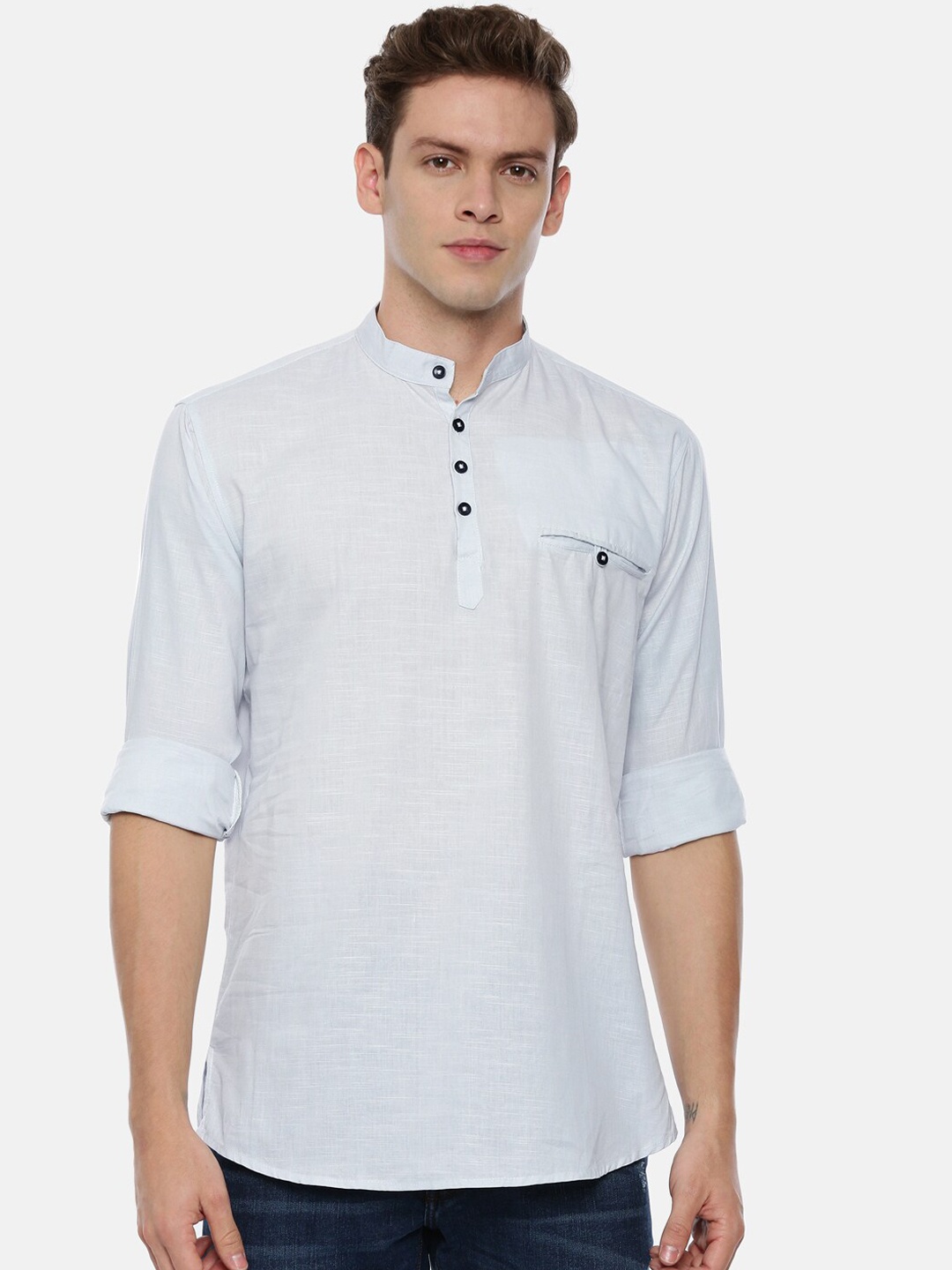 

ROLLER FASHIONS Men Blue Slim Fit Solid Casual Shirt
