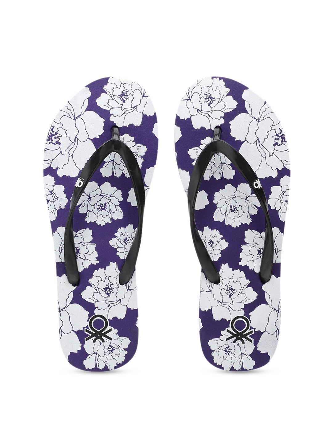 

United Colors of Benetton Women Purple & White Floral Printed Thong Flip-Flops