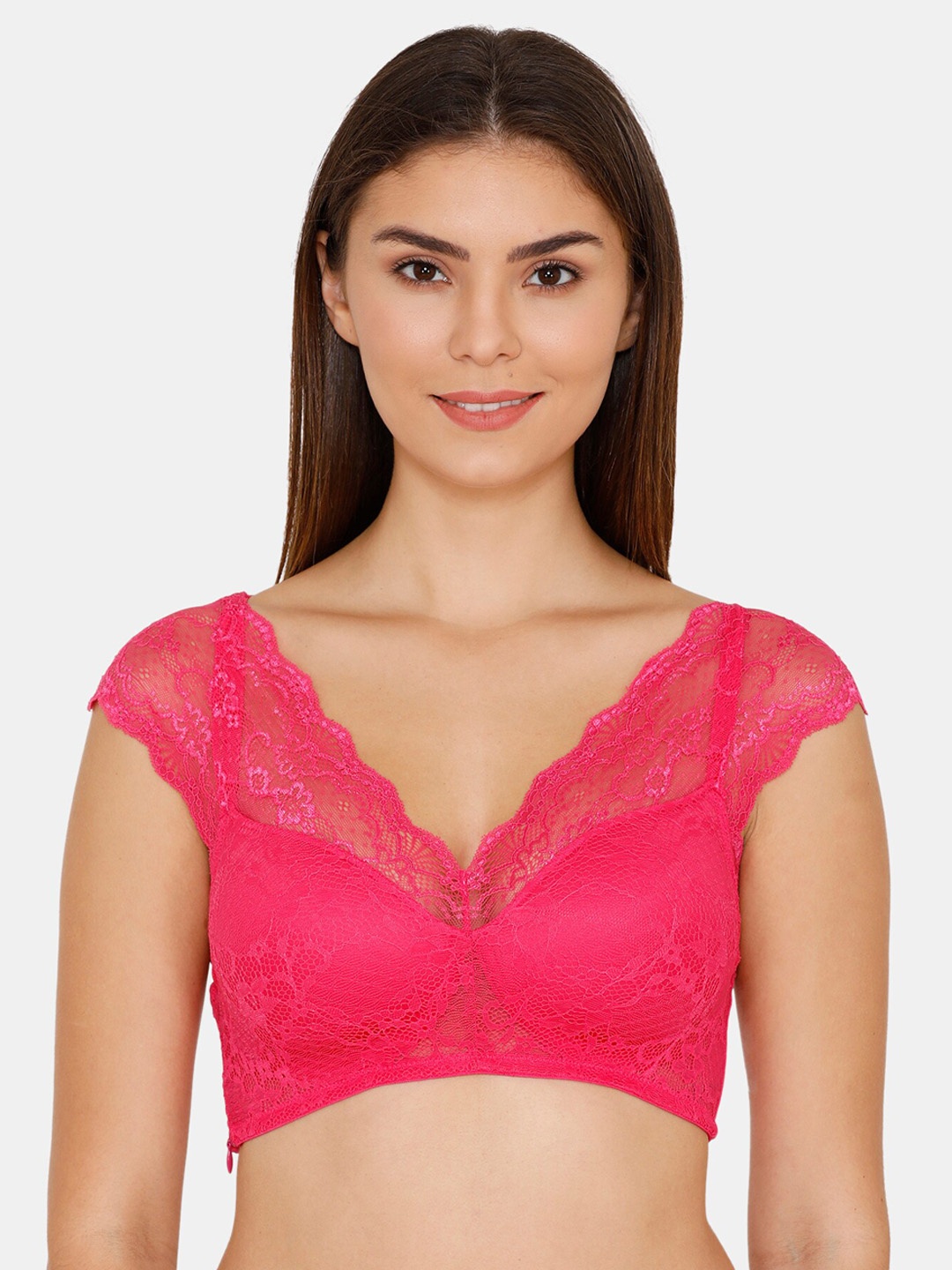 

Zivame Pink Lace Non-Wired Lightly Padded Bralette ZI1845FASHA