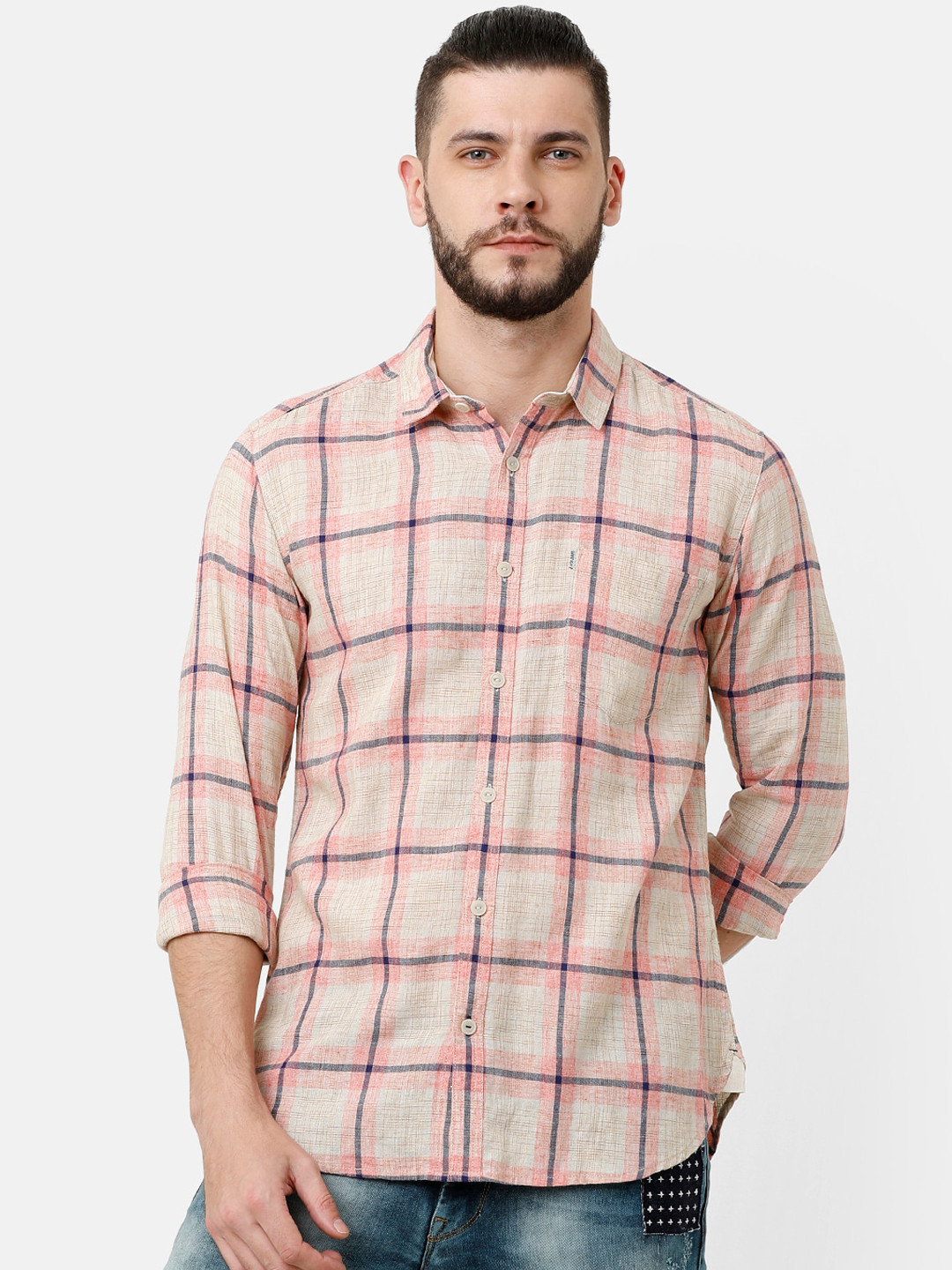 

Voi Jeans Men Multicoloured Slim Fit Checked Casual Shirt, Multi