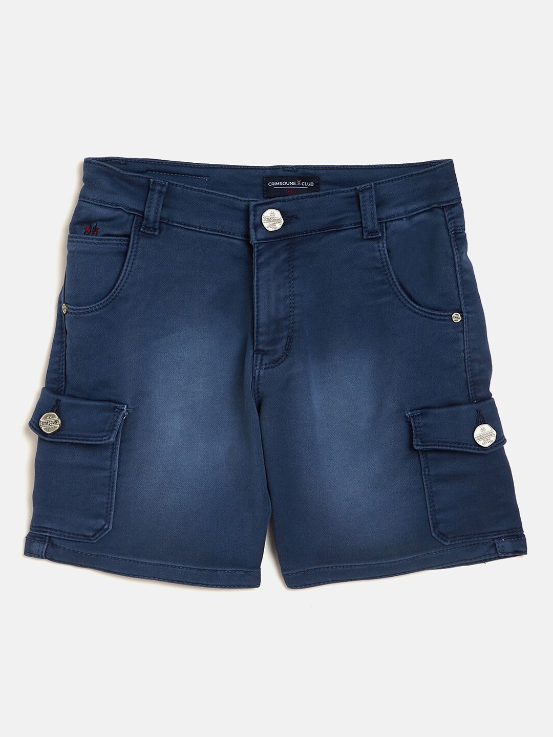 

Crimsoune Club Boys Blue Washed Regular Fit Cargo Shorts