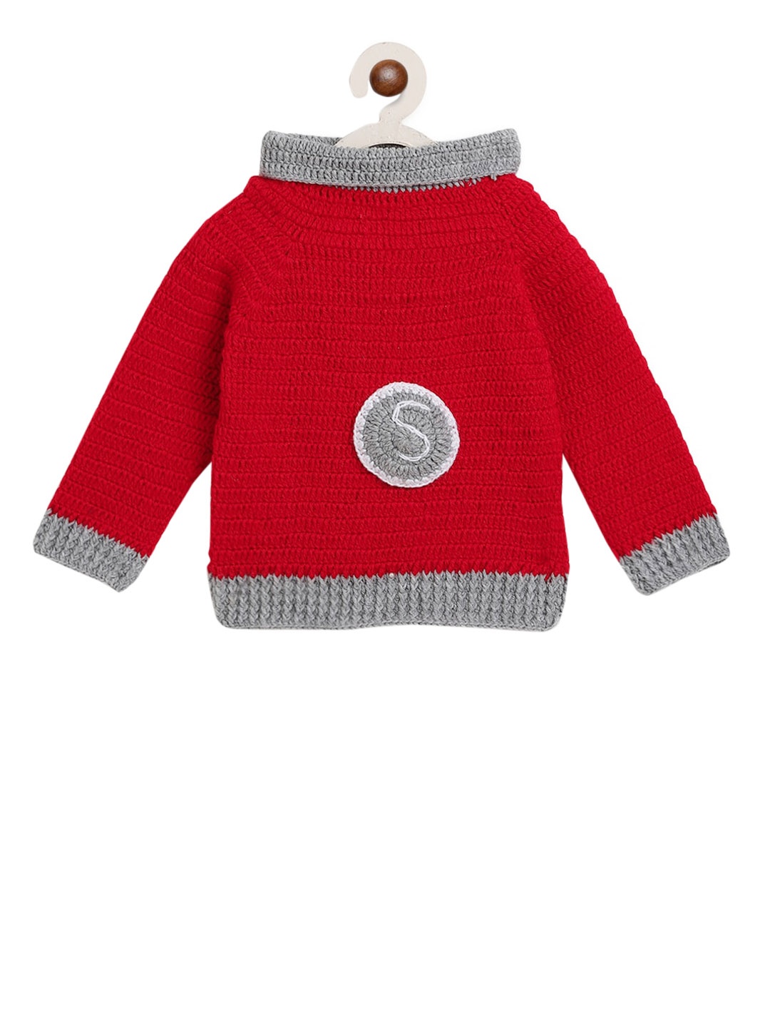 

CHUTPUT Unisex Kids Red Colourblocked Pullover Sweater