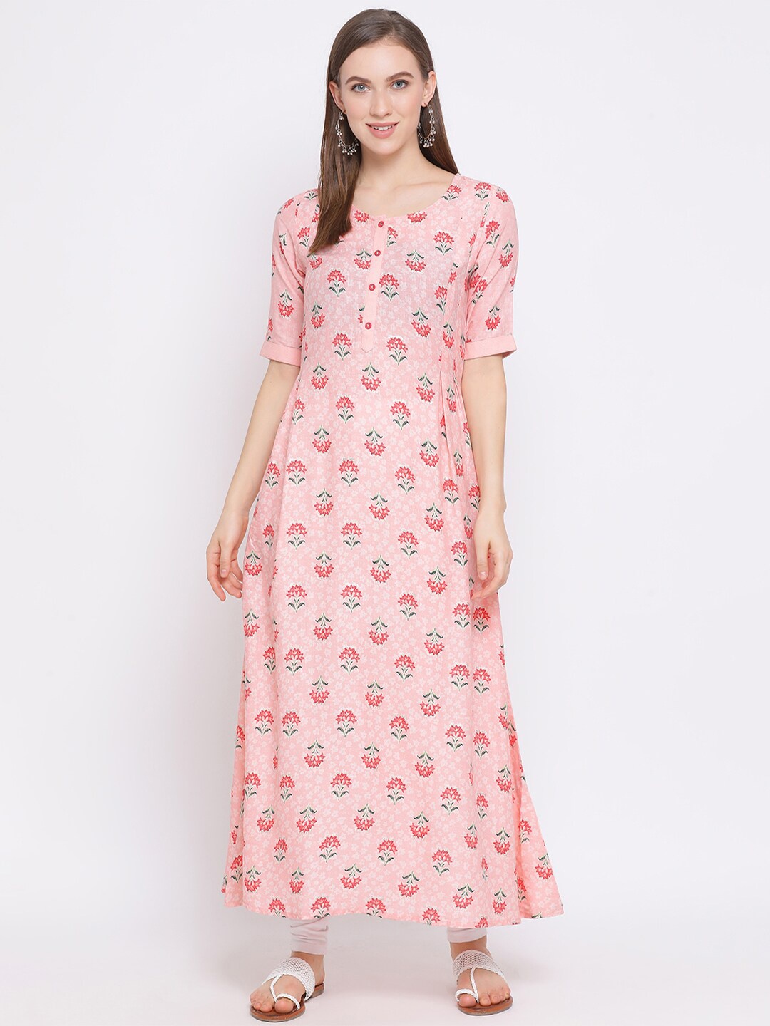 

Span Women Pink Printed A-Line Kurta
