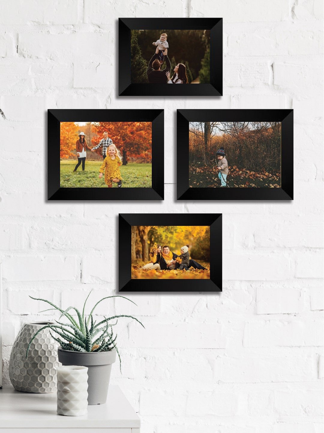 

eCraftIndia Set Of 4 Black Solid Memory Wall Collage Photo Frames