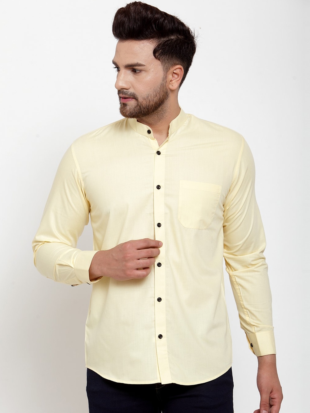 

JAINISH Men Yellow Classic Regular Fit Solid Casual Shirt