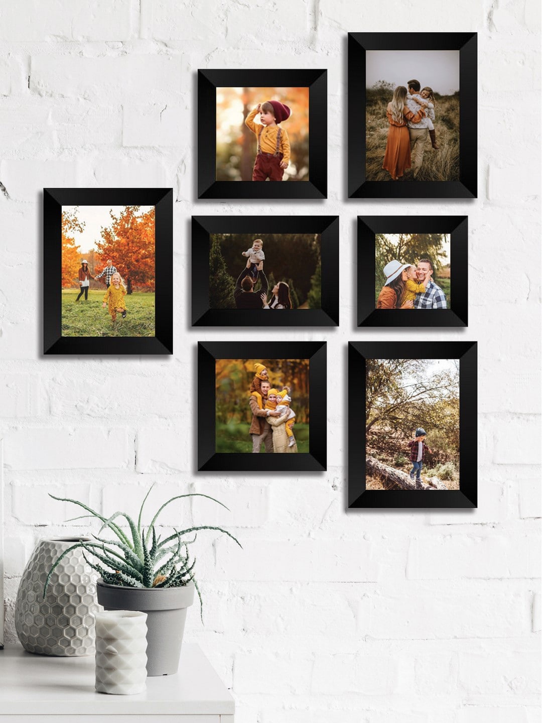 

eCraftIndia Set of 7 Black Solid Memory Wall Collage Photo Frames