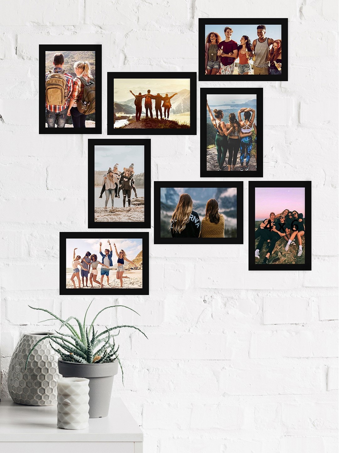 

eCraftIndia Set Of 8 Black Solid Memory Wall Collage Photo Frames