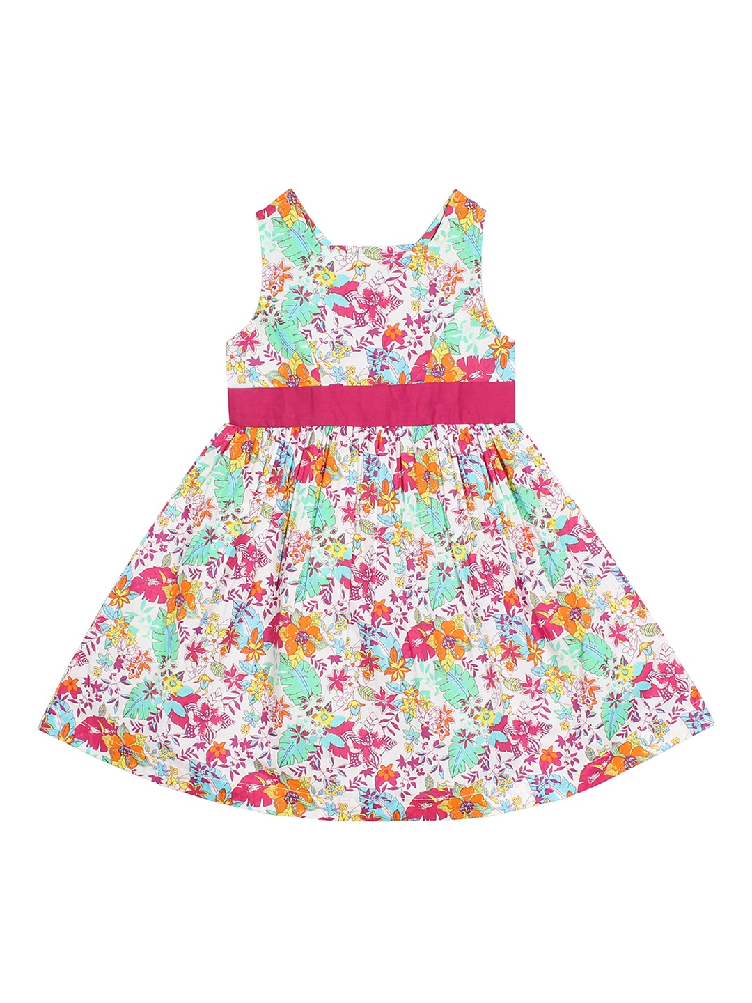 

My Little Lambs Girls White Printed Fit and Flare Dress